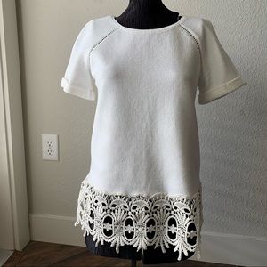 Anthropologie Saturday Sunday Crochet Lace Hem Top